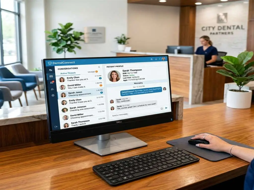 2-Way Patient Chat Dashboard on Desktop Screen