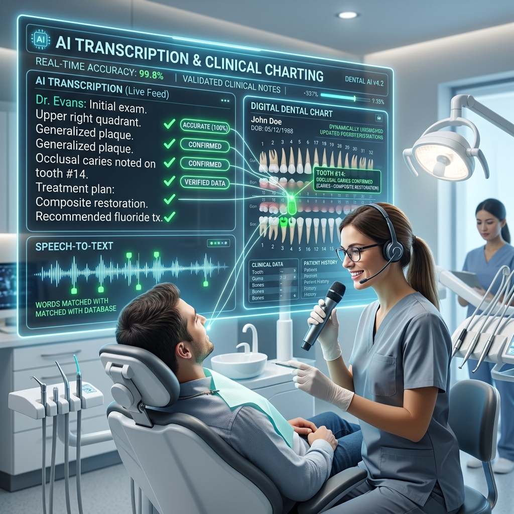 AI clinical transcription accuracy visualization in dentistry