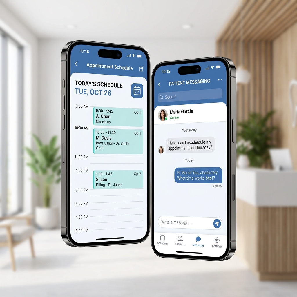 PatientXpress Mobile App Interface on iOS and Android