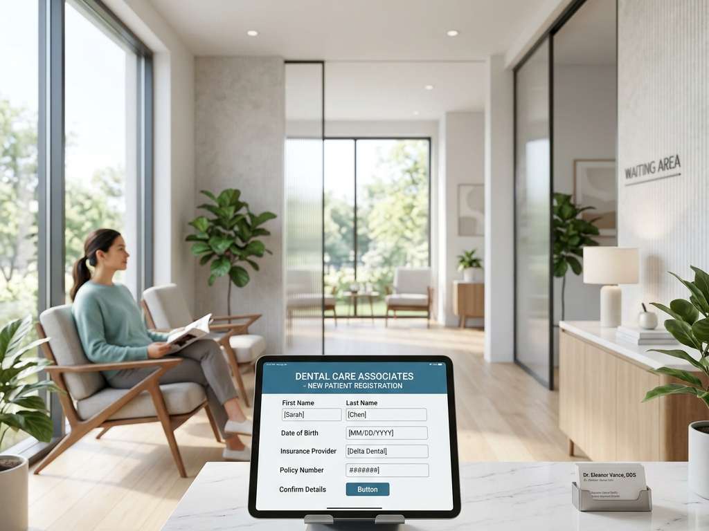 Digital Patient Intake Form on High-Resolution Tablet in Dental Office